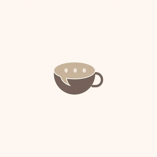 Chat Caffè Logo Design Vettore Minimal Concept — Vettoriale Stock