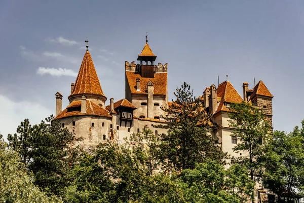 Castelo Misterioso Bran Vampiro Residência Drácula Nas Florestas Roménia — Fotografia de Stock