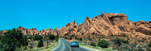 Moab Utah Eua Junho 2017 Transporte Rodoviário Turístico Parque Nacional — Fotografia de Stock
