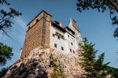 Bran Şatosu yüksek tepede, Romanya. Vampir Drakula antik mesken