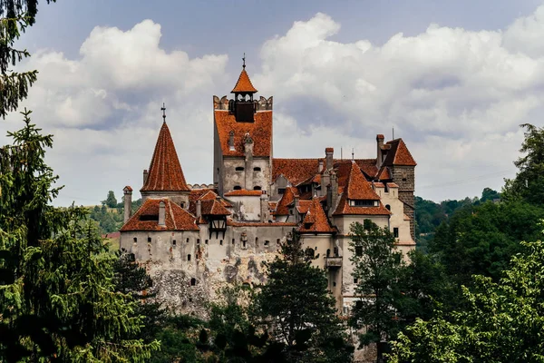 Tajemnicze Romantyczny Zamek Bran Residence Wampir Dracula Lasach Rumunia — Zdjęcie stockowe