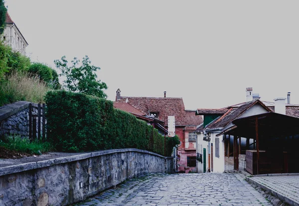 Utca Ősi Város Európában Román Város Segesvár — Stock Fotó