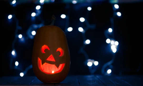 Светящиеся Тыквы Декоративный Фон Открытки Хэллоуин — стоковое фото