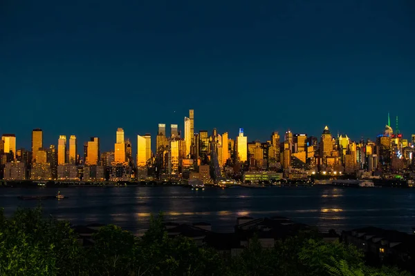 New York Hudson City Paysage Nocturne — Photo
