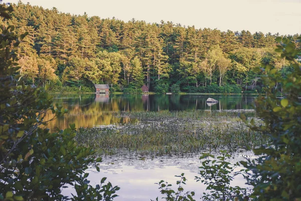 Zachód Słońca Nad Jeziorem Winnipesaukee Krajobraz Lato New Hampshire Stany — Zdjęcie stockowe