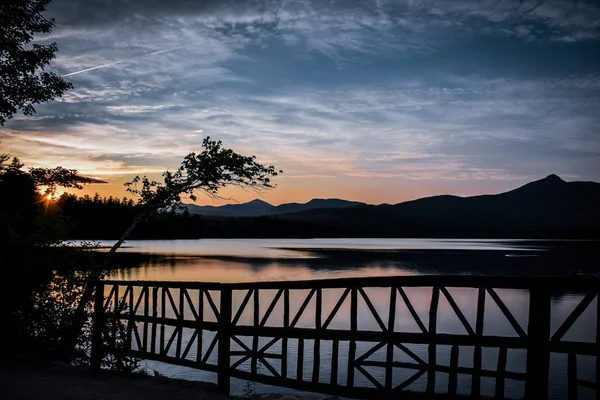 Pôr Sol Sobre Lago Winnipesaukee Paisagem Verão New Hampshire Estados — Fotografia de Stock
