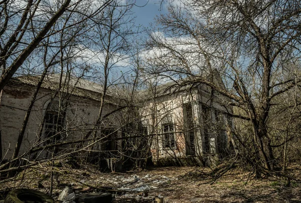 Old Abandoned Country House Exclusion Zone Consequences Chernobyl Nuclear Disaster — Stock Photo, Image