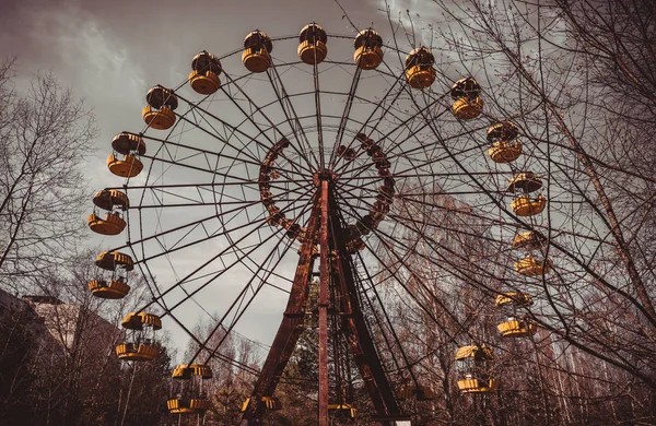 Vieille Roue Ferris Dans Ville Fantôme Pripyat Conséquences Accident Survenu — Photo