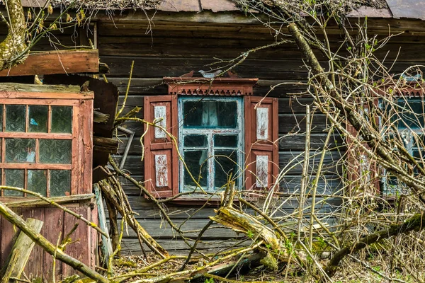 Old Abandoned Country House Exclusion Zone Consequences Chernobyl Nuclear Disaster — Stock Photo, Image