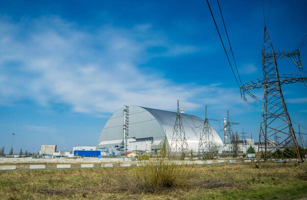 Production facilities of the Chernobyl nuclear power plant, Ukraine. Fourth emergency power unit and exclusion zone