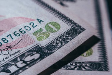 Ayrıntılı olarak 50 dolarlık banknot. ABD Ulusal Para Birimi