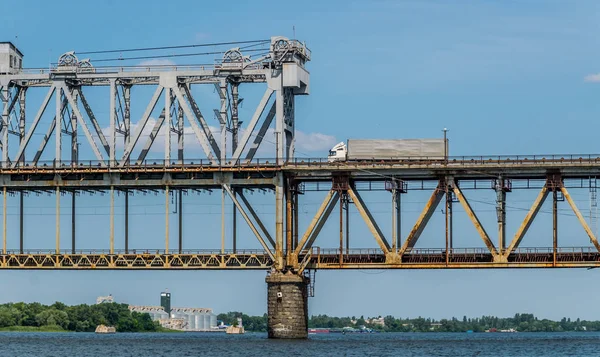 Old Metal Bridge Dnieper River Eastern Europe Ukraine — Stock Photo, Image