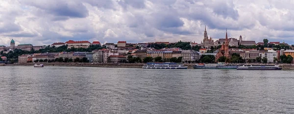 Oude Huizen Van Boedapest Donau Vanuit Lucht — Stockfoto