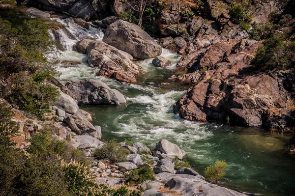 Sierra Nevada, Kaliforniya'da Rapids ile Dağ Nehri. Sekoya Ulusal Ormanı