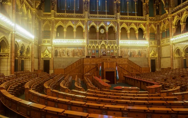 Budapeste Hungria Agosto 2019 Sala Conferências Histórica Antigo Edifício Parlamento — Fotografia de Stock