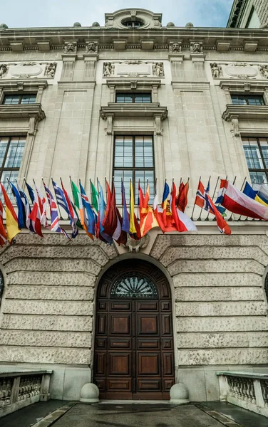 Europafahnen Der Fassade Des Osce Gebäudes Wien Österreich — Stockfoto