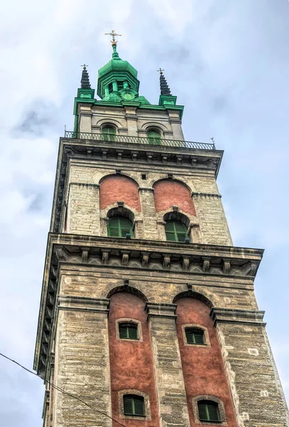 Kornyakt Tower Spire Bell Tower Assumption Church Lviv Ukraine — Stockfoto