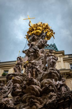 Ancient plague pillar. Traditional column in the historic quarter of Vienna, Austria