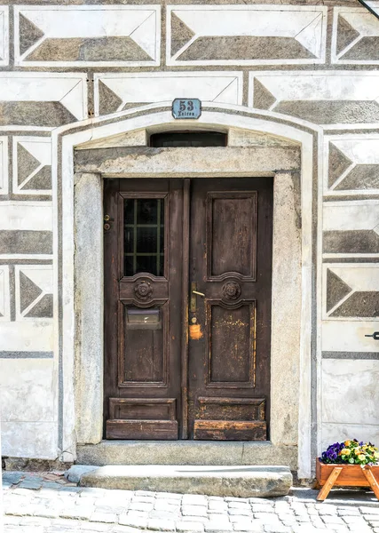 Puerta Vintage Madera Una Antigua Mansión — Foto de Stock