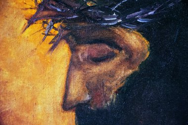 Jesus Christ icon. original oil painting on canvas clipart