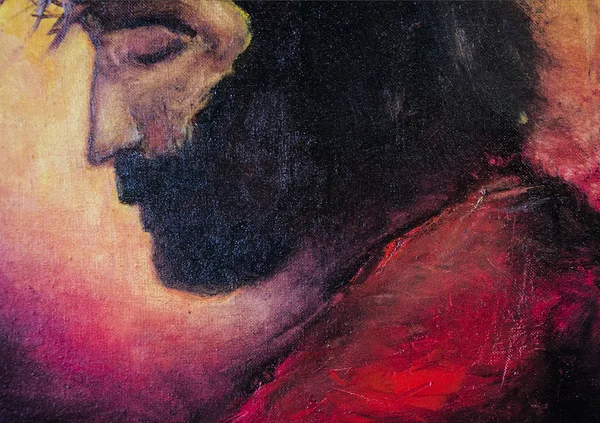 Icono de Jesucristo. pintura al óleo original sobre lienzo —  Fotos de Stock