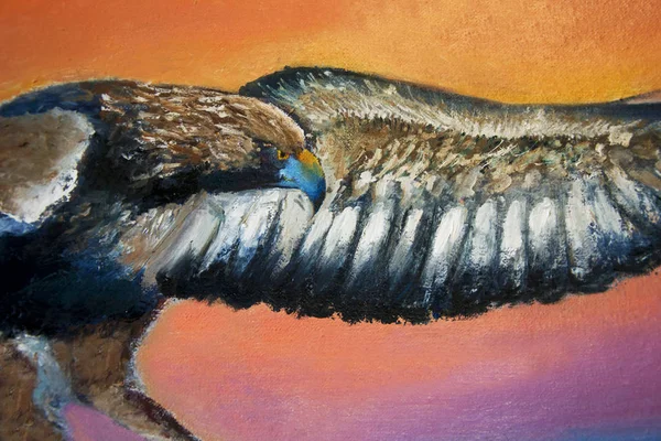 Білоголовий орлан нас гербі намалював на полотні — стокове фото