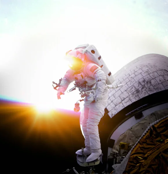 Astronaut flies in space. With a white space for text. The photo taken from NASA — Stock Photo, Image