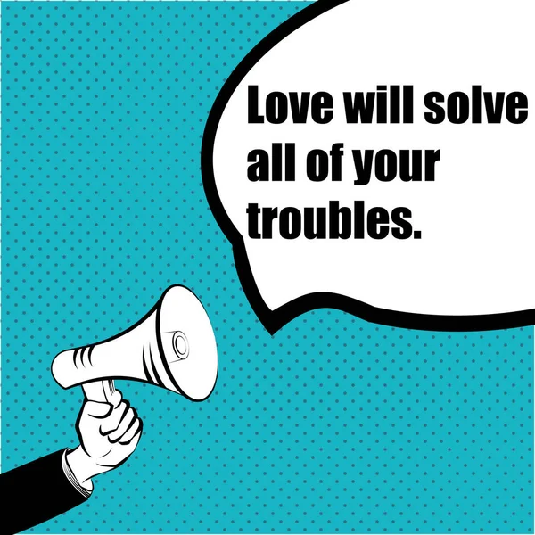 Slogan idee voor uw project: Love - hand met een megafoon — Stockvector