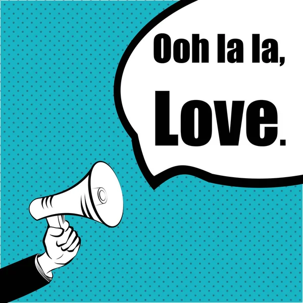 Idée de Slogan pour votre projet : LOVE - main avec un mégaphone — Image vectorielle