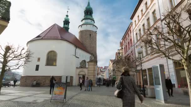 Jelenia Gora Schöne Aussicht Auf Die Stadt Und Blauen Himmel — Stockvideo