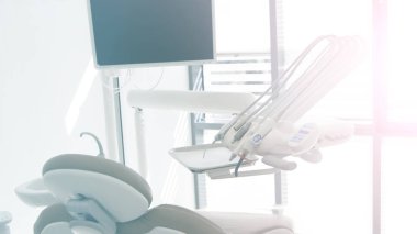 Soyut keskin hastane ve klinik iç arka plan - işleme mavi renk beyaz dengesi için