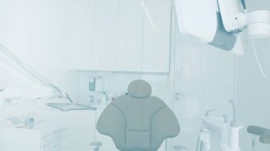 Soyut keskin hastane ve klinik iç arka plan - işleme mavi renk beyaz dengesi için