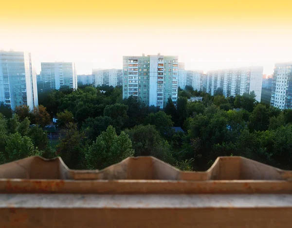 Moskou Voorsteden Stad Zonsondergang Achtergrond — Stockfoto