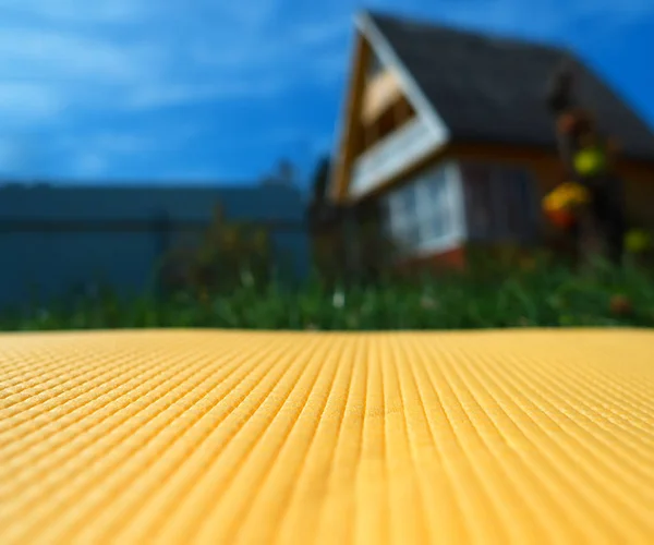 Желтая Текстура Постельного Белья Фоне Загородного Дома — стоковое фото