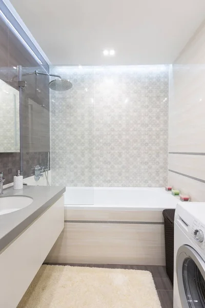 Baño Moderno Con Ducha Lavabo — Foto de Stock