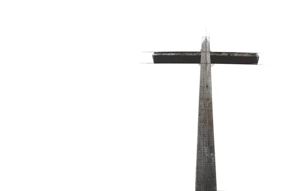 Croce di legno su sfondo bianco schizzo — Foto Stock