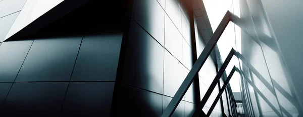 Weitwinkel Abstrakte Hintergrundansicht Von Stahl Hellblau Hochhaus Kommerziellen Gebäude Wolkenkratzer — Stockfoto