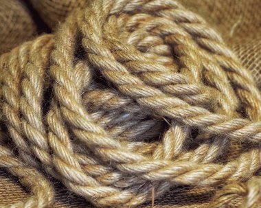 Çuval bezi arkaplanındaki halat kayması