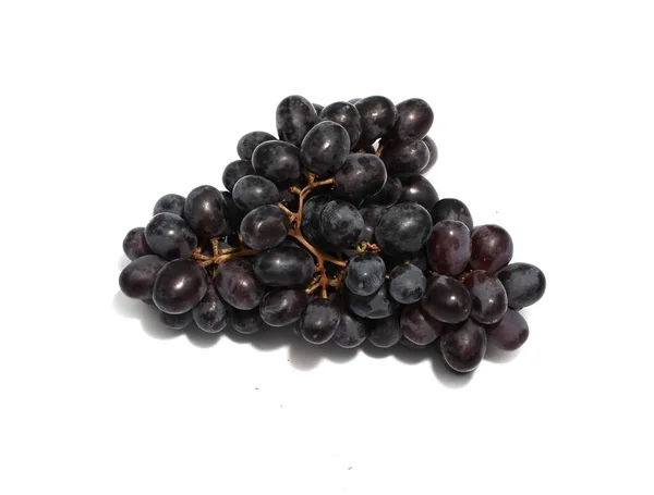 Bunch Ripe Sweet Juicy Black Grapes White Background — Stock Photo, Image
