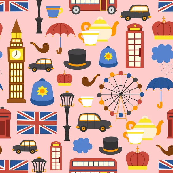 Illustrazione Dei Cartoni Animati Vettoriali Con Sfondo Londra Viaggio Nel — Vettoriale Stock