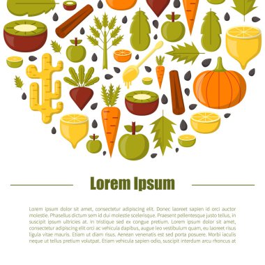 Vektör çizim karikatür yaz maddeler için Detoks güler yüzlü. Sebze, meyve, chia tohum çizgi film arka plan. Taze Detoks güler yüzlü vitamini sağlıklı yaşam. Vejetaryen diyet, vejeteryan yaşam tarzı