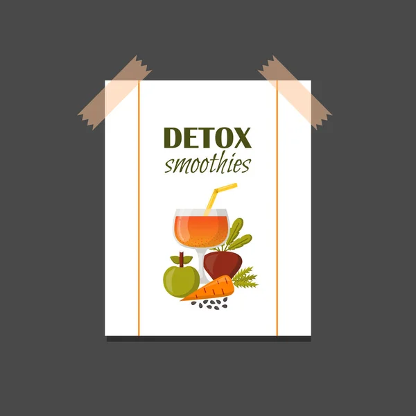 Vektoros Illusztráció Rajzfilm Nyári Hozzávalók Detox Smoothie Zöldségek Gyümölcsök Chia — Stock Vector