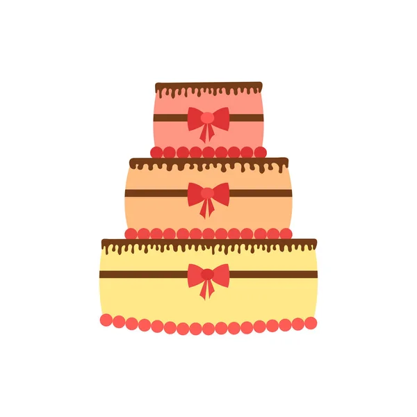 Vector Cartoon Illustration Flat Celebration Cake Sweet Bakery Food Dessert — Stock Vector