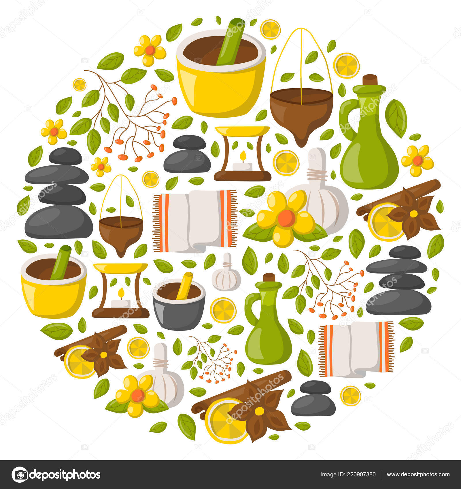 Vector Illustration Cartoon Ayurveda Background Wellness Therapy Health  Body Care Stock Vector Image by ©petitelili #220907380