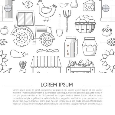 Vektör düz çizgi film çiftlik piyasa simgesi arka plan