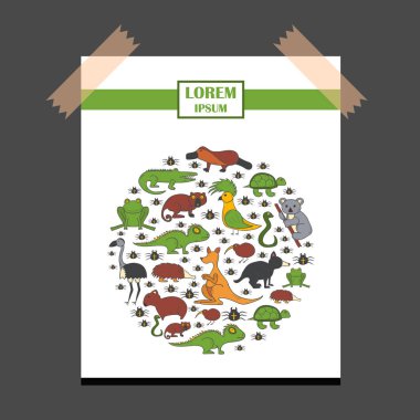 Avustralya hayvanlar arka plan vektör karikatür çizim el ile çizilmiş