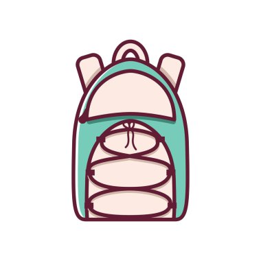 Vektör karikatür düz sırt çantası, spor çanta arka plan