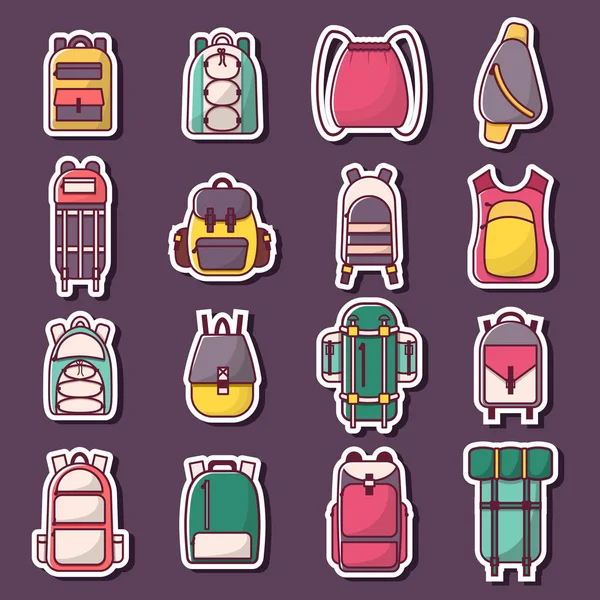 Vector cartoon flat backpack, sport suitcase background — Stock Vector