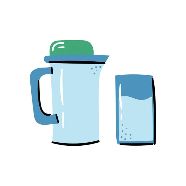 Wasserglas und Karaffe — Stockvektor