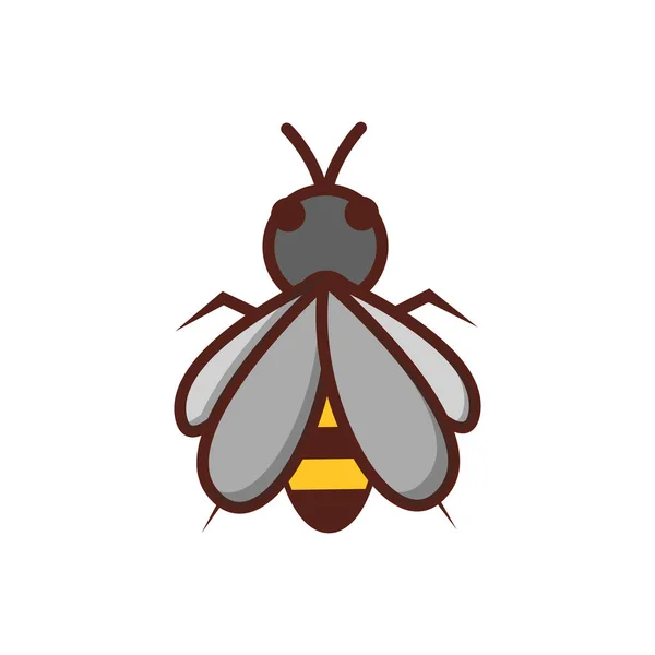 Vetor desenho animado ícone abelha plana isolado no fundo —  Vetores de Stock